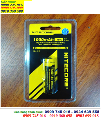 Nitecore NL1410 (14500); Pin sạc 3.7v 14500 Lithium Nitecore NL1410 (AA 1000mAh, Nội trở 3.42Wh) 